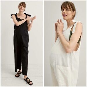 HATCH Black Cotton maternity jumpsuit